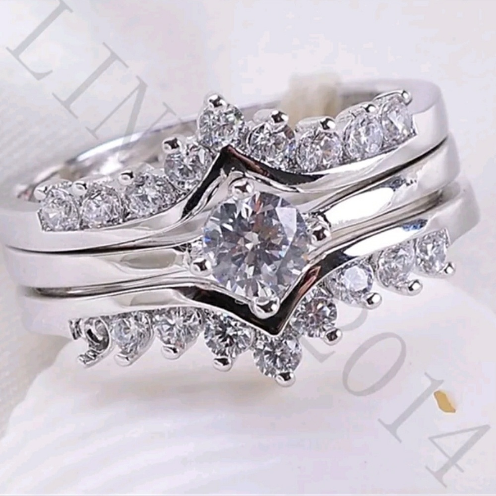 925 sterling silver ring white topaz wedding ring
